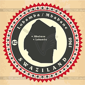 Vintage label-sticker cards of Swaziland - stock vector clipart