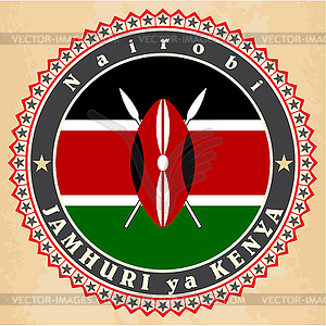 Vintage label cards of Kenya flag - vector image