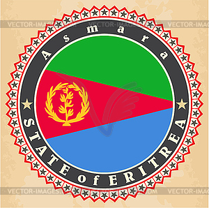 Vintage label cards of Eritrea flag - vector image