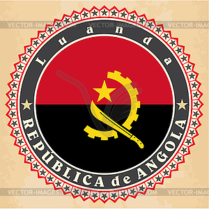 Vintage label cards of Angola flag - vector image