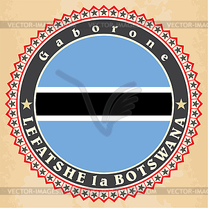 Vintage label cards of Botswana flag - vector image