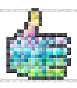 Abstract colorful pixelated thumb up - vector image