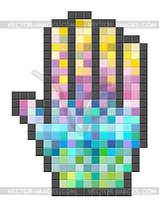 Colorful pixelated computer cursor - vector EPS clipart