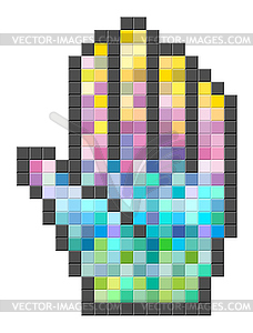 Colorful pixelated computer cursor - vector clip art