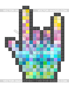 Colorful pixelated computer cursor - vector clipart