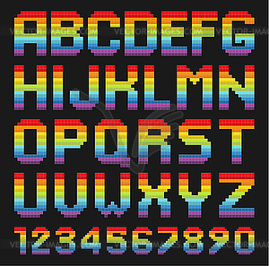 Colorful Alphabet Set. Rainbow rounded squares - vector clip art