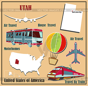 Квартира карта Юта в США на авиаперевозки на машине и - графика в векторе