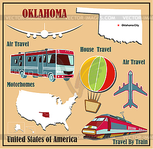 Квартира карта Оклахомы в США на авиаперевозки на машине - изображение в векторе