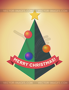 Retro styled geometric christmas tree with baubles - royalty-free vector clipart