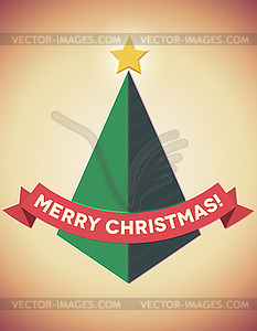 Retro styled geometric christmas tree - vector image