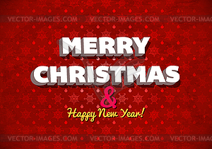 Vintage red Merry Christmas card with lettering - vector image