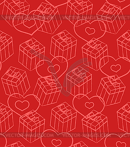 Бесшовные Валентина шаблон с подарками и сердца - изображение в векторе