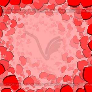 Valentines Day card with circulary scattered hearts - vector clipart