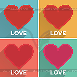 Set of flat typographic Valentines Day labels with - vector image