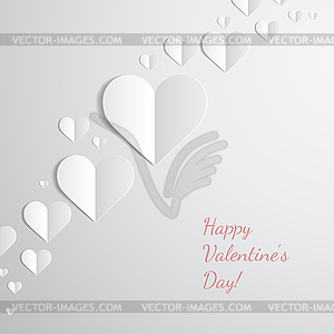 День Святого Валентина карта с бумажными сердцами - векторная иллюстрация