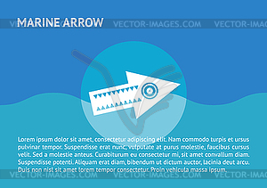 Flat arrow icon at sea - vector clipart