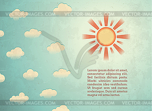 Vintage card with sun - vector image