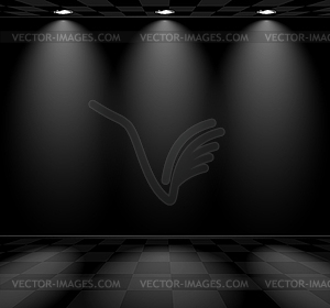 Черный пустая комната с клетчатой этаже - иллюстрация в векторном формате