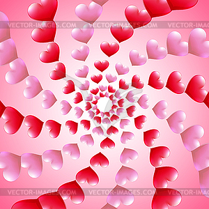 Valentines Day card with spiral heart rows - vector image