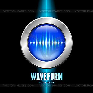 Silver button with sound wave sign - vector clip art