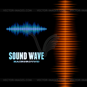 Blue and orange shiny sound waveform background - royalty-free vector clipart