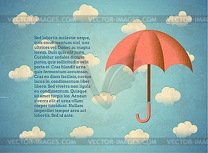 Aged vintage card with umbrella - vector clipart / vector image