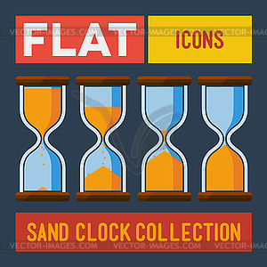 Set of flat sand clocks - vector clip art