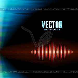 Orange sound waveform on polar lights background - vector clipart / vector image