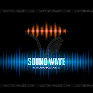 Blue and orange shiny sound waveform background - vector image