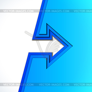 Colorful arrow with blue cut paper layers - vector clip art