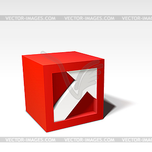 Infographic red 3D cube with arrow - vector clipart
