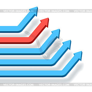 Intersecting blue numbered graph arrows - vector clipart / vector image