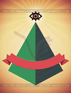 Retro poster with all seeing eye and pyramid - vector clipart