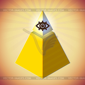 Retro poster with all seeing eye and pyramid - vector clipart