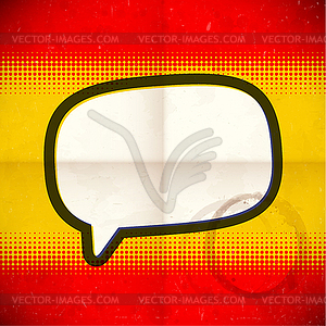 Retro speech bubble on halftone card - color vector clipart