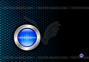 Silver button with sound wave sign - vector clip art