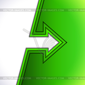 Colorful arrow with green cut paper layers - vector image