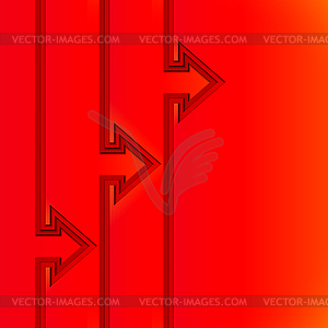 Colorful rising arrows with red cut paper layers - vector clipart
