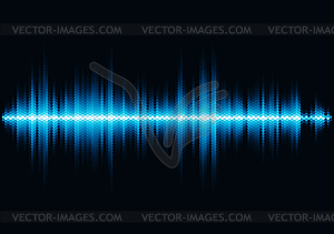 Blue sound waveform with hex grid light filter - vector image