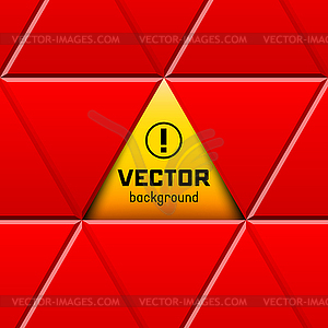 Abstract red triangular frame with yellow sign - vector clipart