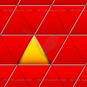 Abstract red triangular pattern with yellow sign - vector image