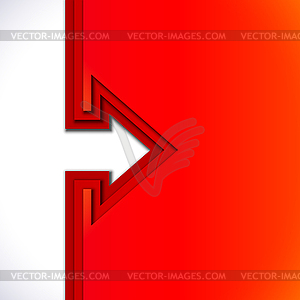 Colorful arrow with red cut paper layers - vector image