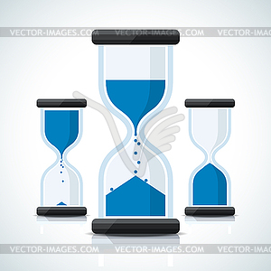 Blue business styled sand clock icons - vector clipart