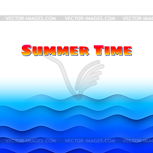Summer themed card with sea waves - vector clipart
