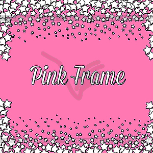 Pink frame with white stars - vector clipart