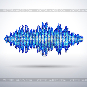 Sound waveform made of chaotic balls - vector clipart