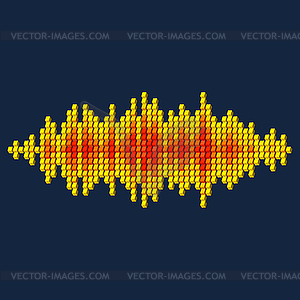 3D yellow sound waveform made of cubes - vector clipart / vector image