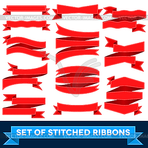 Set of bent ribbons with seam - stock vector clipart