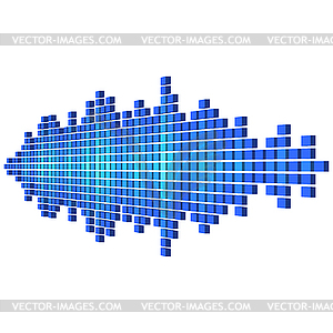 Perspective blue sound waveform made of cubes - vector clipart