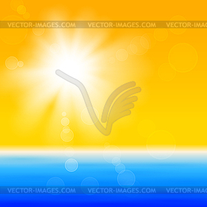 Background with shiny sun over sea - vector clip art